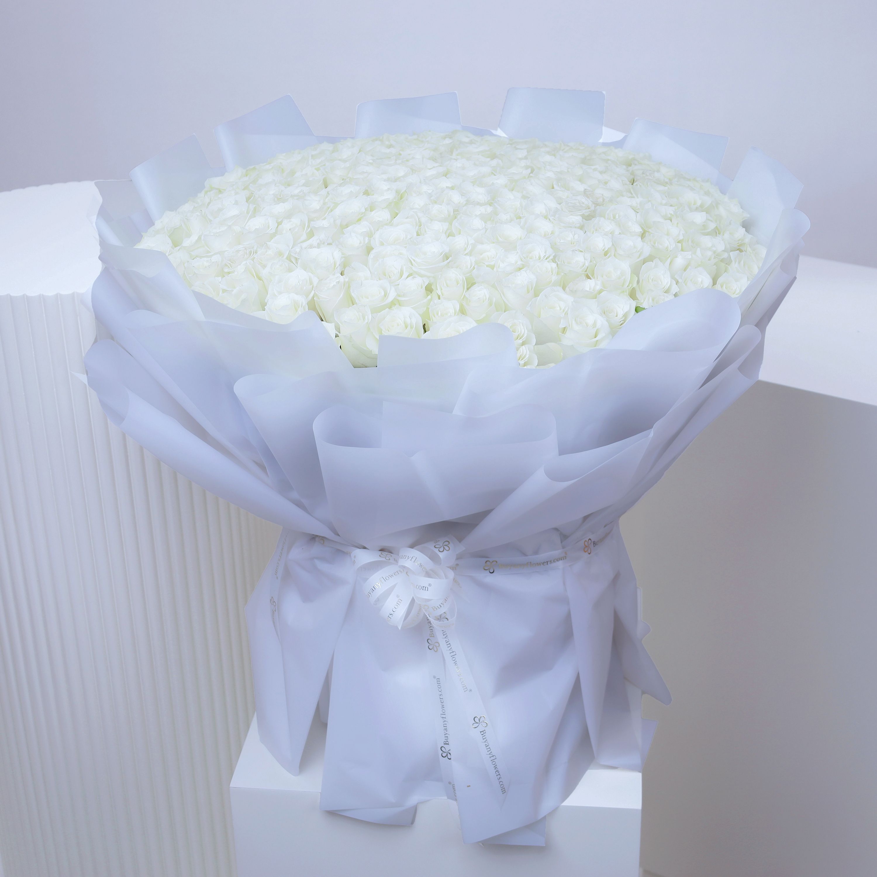 Delicate 201 White Roses Bouquet 1