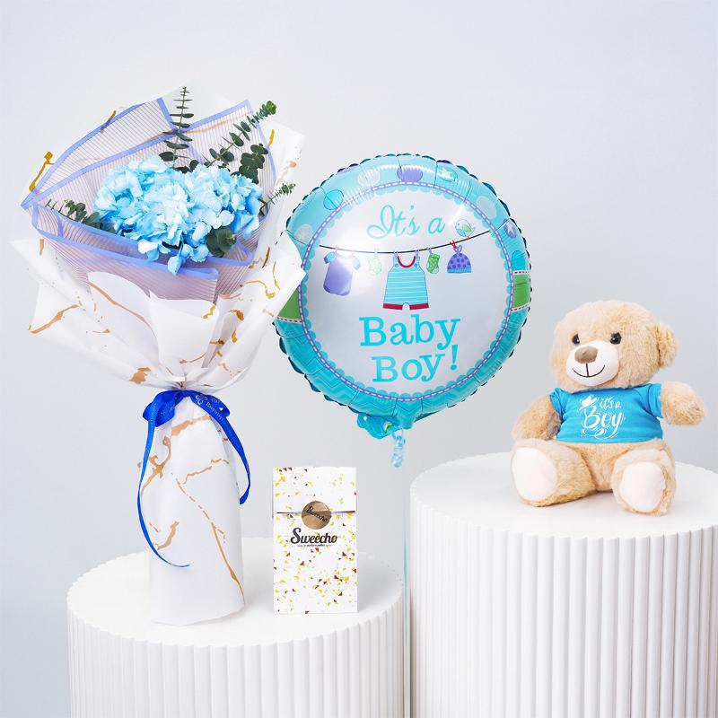 Baby Boy Blue Celebration Combo - Gift Sets gift from Buy Any Flowers Dubai in Al Quoz Industrial Area 4, Dubai, UAE