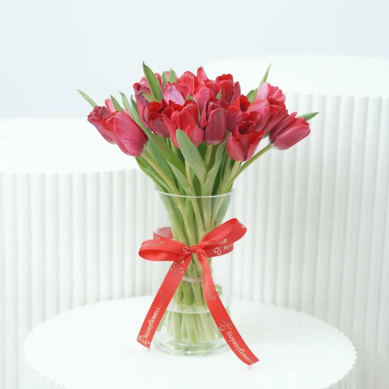 Love 21 Red Tulips Vase Trio - Gift Sets gift from Buy Any Flowers Dubai in Al Quoz Industrial Area 4, Dubai, UAE - image 2