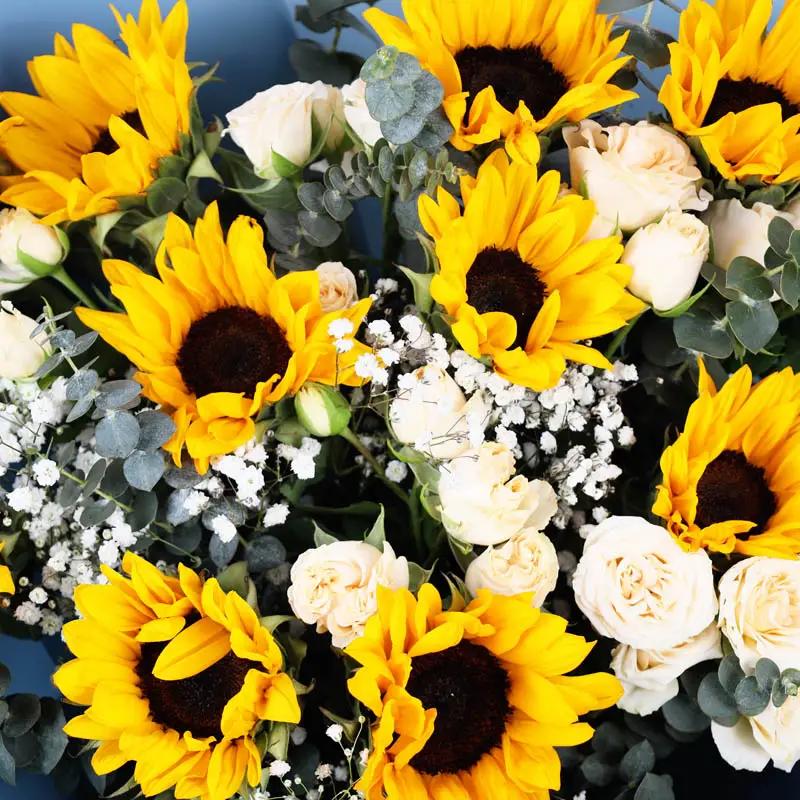 Peachy Sunflowers and Roses Bouquet - Flowers gift from Buy Any Flowers Dubai in Al Quoz Industrial Area 4, Dubai, UAE - image 4