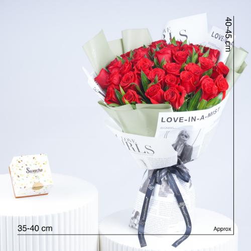 Soul 35 Red Roses Bouquet With Sweecho Chocolates 250gm - Gift Sets gift from Buy Any Flowers Dubai in Al Quoz Industrial Area 4, Dubai, UAE - image 3