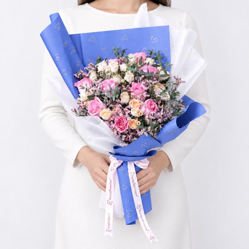 Pastel Paradise Roses Bouquet - Flowers gift from Buy Any Flowers Dubai in Al Quoz Industrial Area 4, Dubai, UAE - image 3