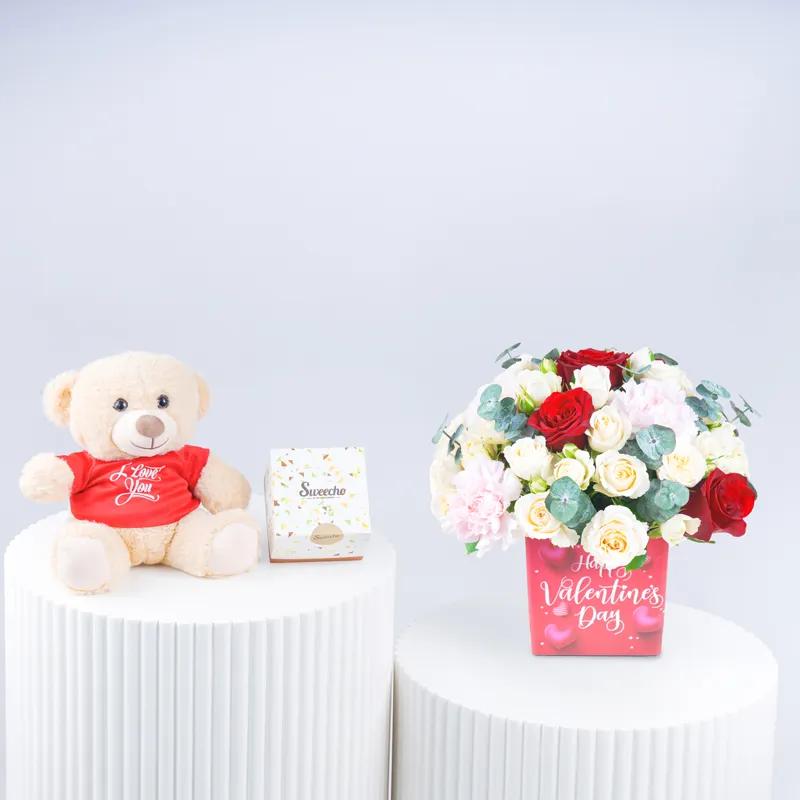 Valentine Flower Arrangement Trio - Gift Sets gift from Buy Any Flowers Dubai in Al Quoz Industrial Area 4, Dubai, UAE