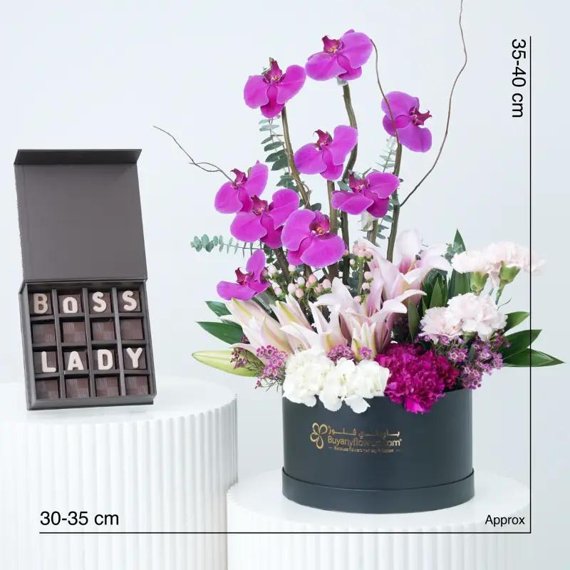 Harmony Mix Flower Box With Chocolate - Gift Sets gift from Buy Any Flowers Dubai in Al Quoz Industrial Area 4, Dubai, UAE - image 3