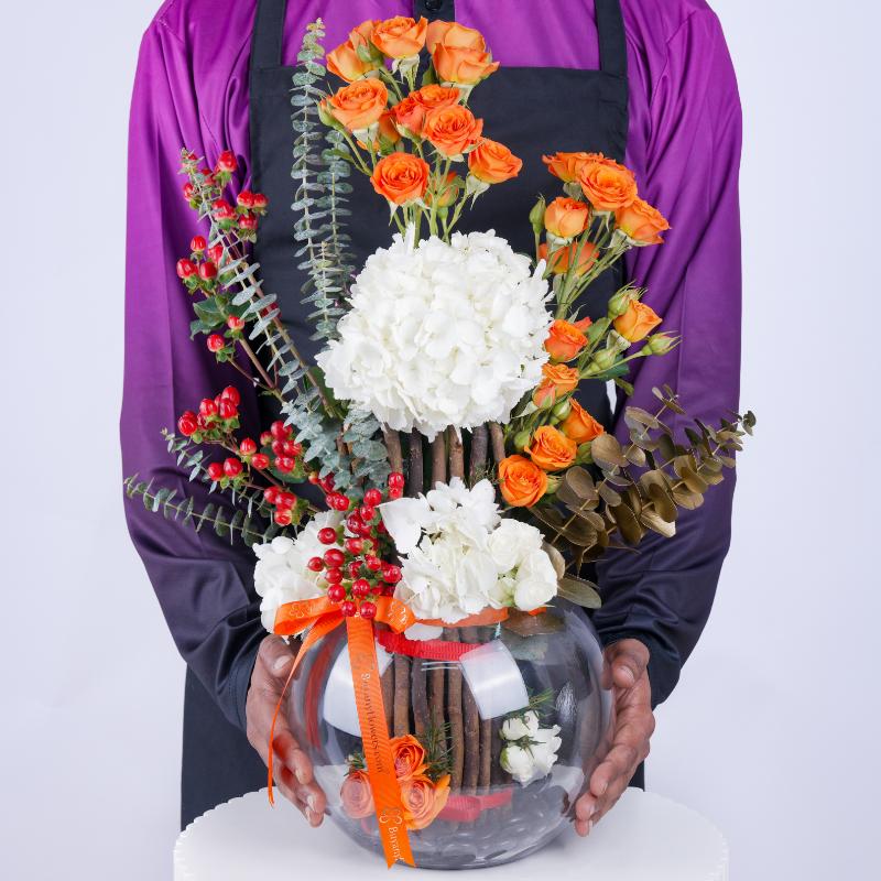 Autumn Ember Fish Bowl Arrangement - Flowers gift from Buy Any Flowers Dubai in Al Quoz Industrial Area 4, Dubai, UAE - image 3