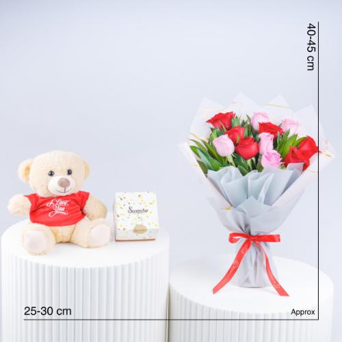 Cute 11 Roses Bouquet Trio - Gift Sets gift from Buy Any Flowers Dubai in Al Quoz Industrial Area 4, Dubai, UAE - image 4