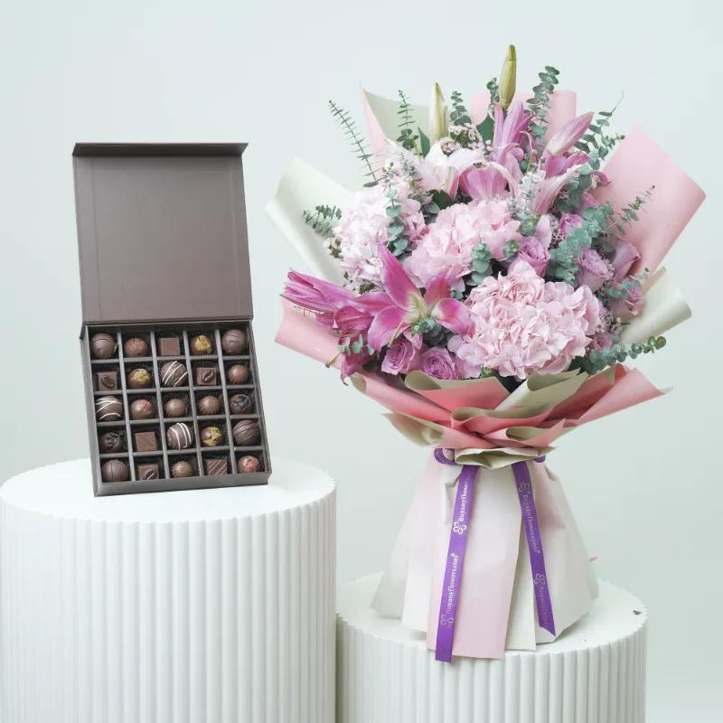Pastel Elegance Mix Flower Bouquet Chocolate - Gift Sets gift from Buy Any Flowers Dubai in Al Quoz Industrial Area 4, Dubai, UAE