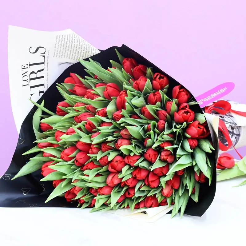 Scarlet 101 Red Tulips Bouquet - Flowers gift from Buy Any Flowers Dubai in Al Quoz Industrial Area 4, Dubai, UAE - image 4