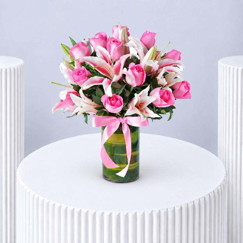 Roses n Lilies with Black Forest Cake - Gift Sets gift from Buy Any Flowers Dubai in Al Quoz Industrial Area 4, Dubai, UAE - image 2