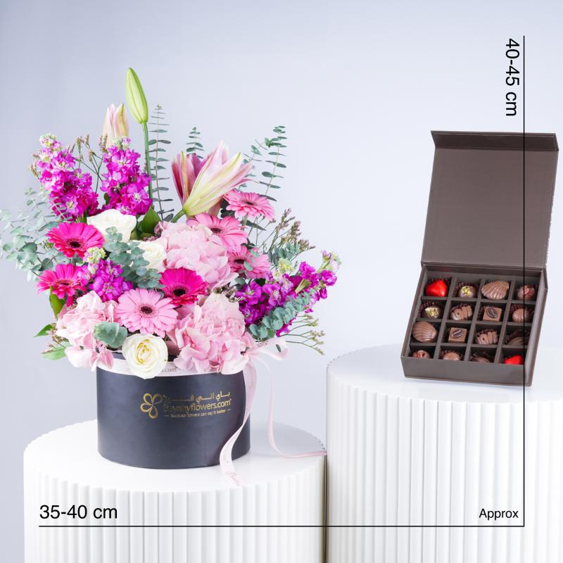 Pastel Whisper Flower Box and Chocolates - Gift Sets gift from Buy Any Flowers Dubai in Al Quoz Industrial Area 4, Dubai, UAE - image 5