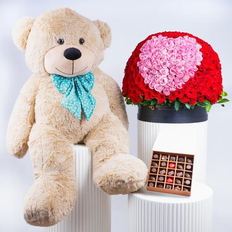 My Heart 501 Red and Pink Roses Box Trio - Gift Sets gift from Buy Any Flowers Dubai in Al Quoz Industrial Area 4, Dubai, UAE
