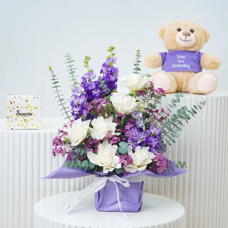 Purple Bloom Vase Trio - Gift Sets gift from Buy Any Flowers Dubai in Al Quoz Industrial Area 4, Dubai, UAE