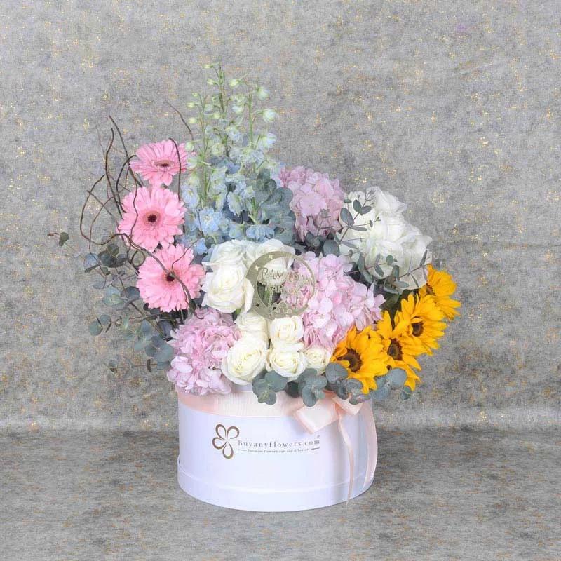 Ramadan Poised Beauty Flower Box - Flowers gift from Buy Any Flowers Dubai in Al Quoz Industrial Area 4, Dubai, UAE