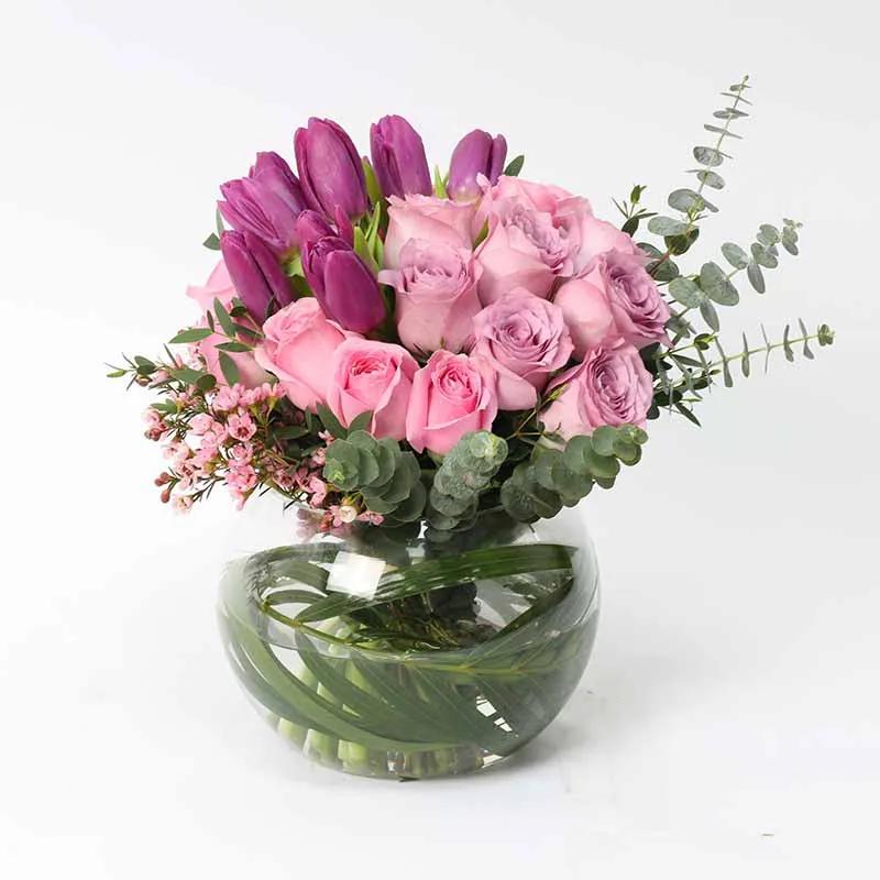Blessings 25 Roses and Tulips - Flowers gift from Buy Any Flowers Dubai in Al Quoz Industrial Area 4, Dubai, UAE
