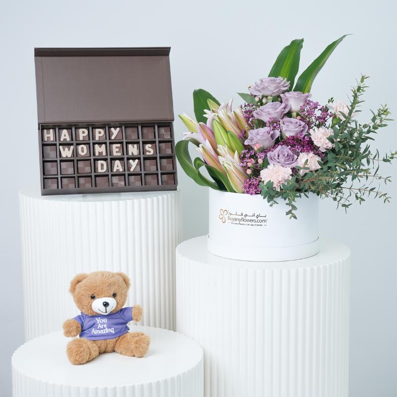 Lilac Blush Flower Box Trio - Gift Sets gift from Buy Any Flowers Dubai in Al Quoz Industrial Area 4, Dubai, UAE