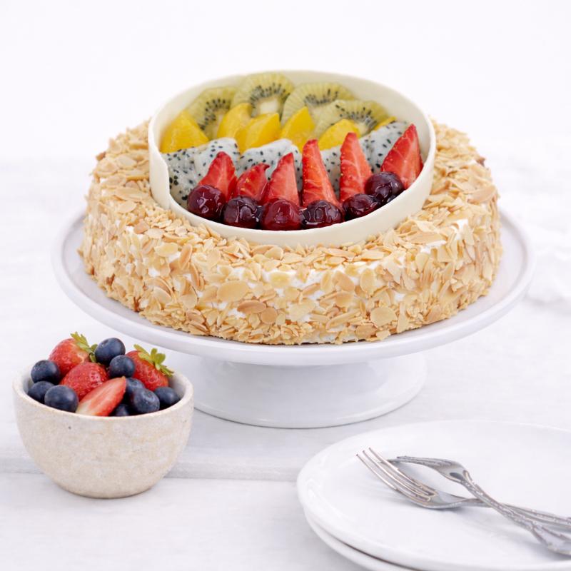 Fresh Fruit Cake 4 Portion - Cakes gift from Buy Any Flowers Dubai in Al Quoz Industrial Area 4, Dubai, UAE