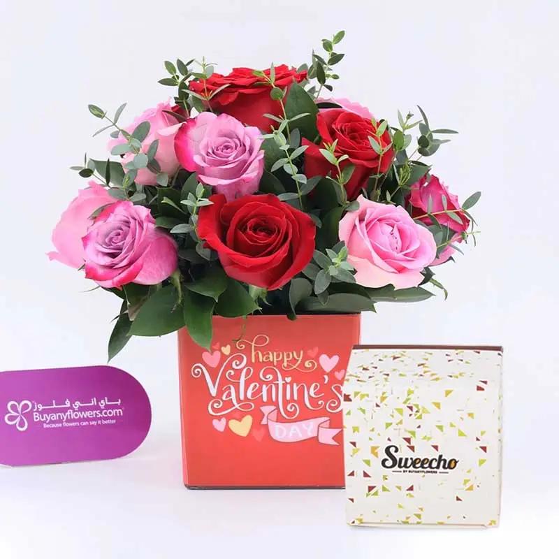 Flower Arraangement for Valentine and Chocolates
