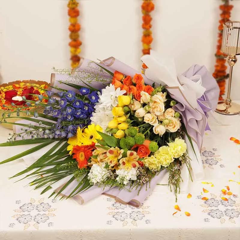 Diwali Radiant Mix Flower Bouquet thumbnail 4