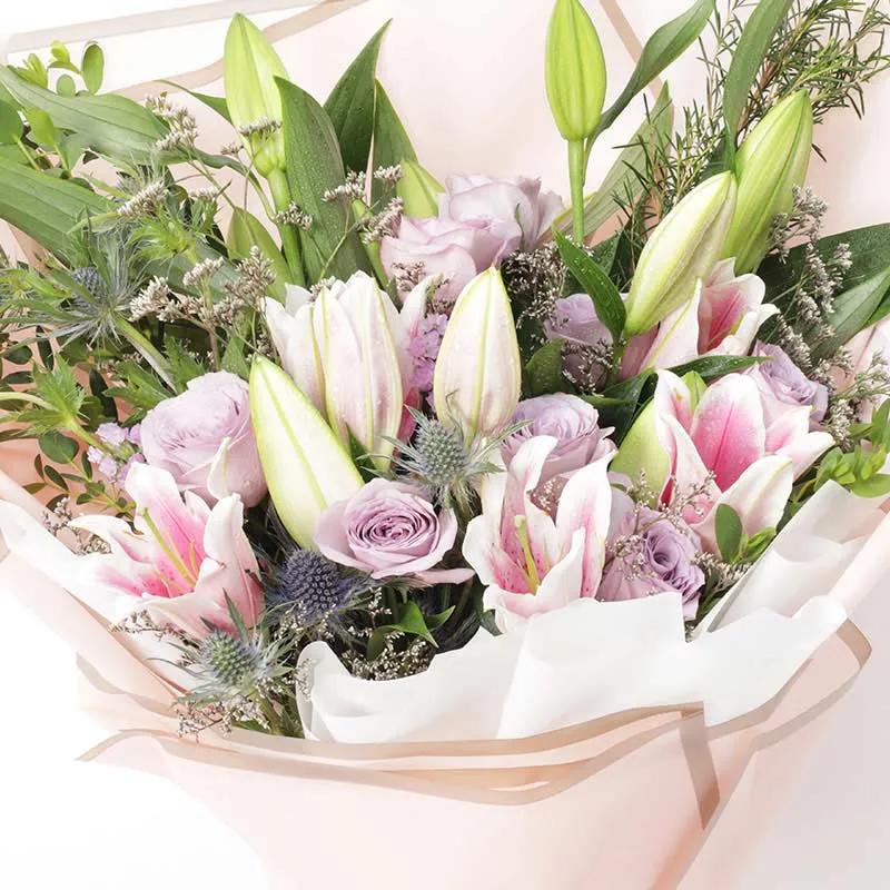 Pastel Roses and Lilies Bouquet thumbnail 3