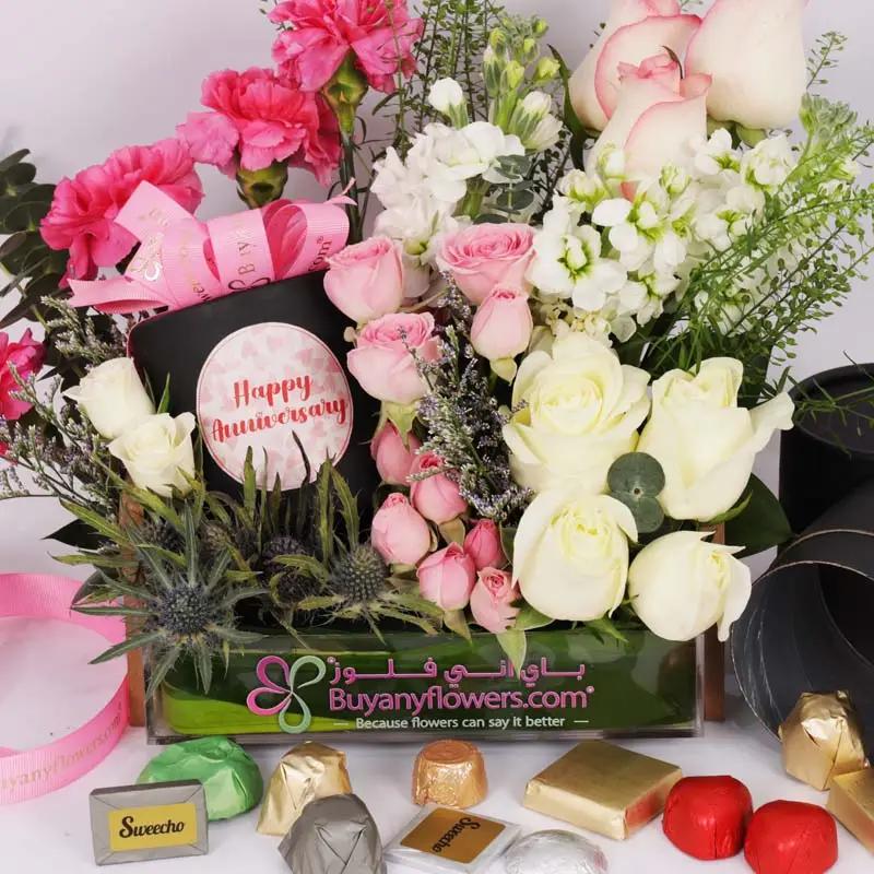 Anniversary Flowers and Chocolate Arrangement thumbnail 2