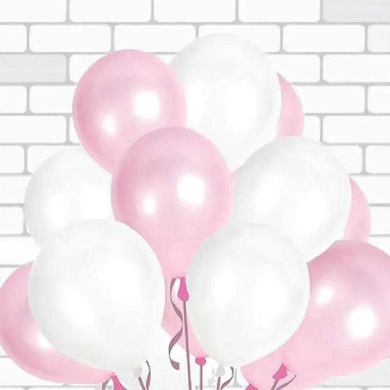 Pink and White Helium Balloons 10 Pcs thumbnail 3