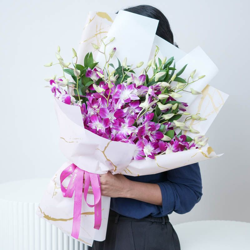 15 Purple Orchid Love Bouquet thumbnail 2