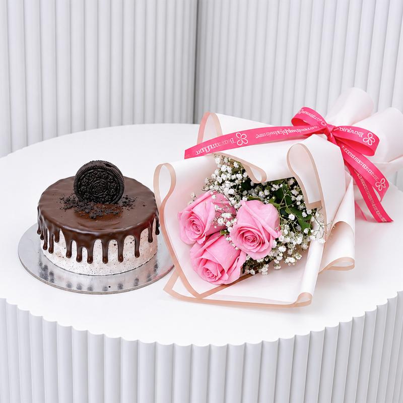 Pink Roses & Oreo Combo - Gift Sets gift from Buy Any Flowers Dubai in Al Quoz Industrial Area 4, Dubai, UAE