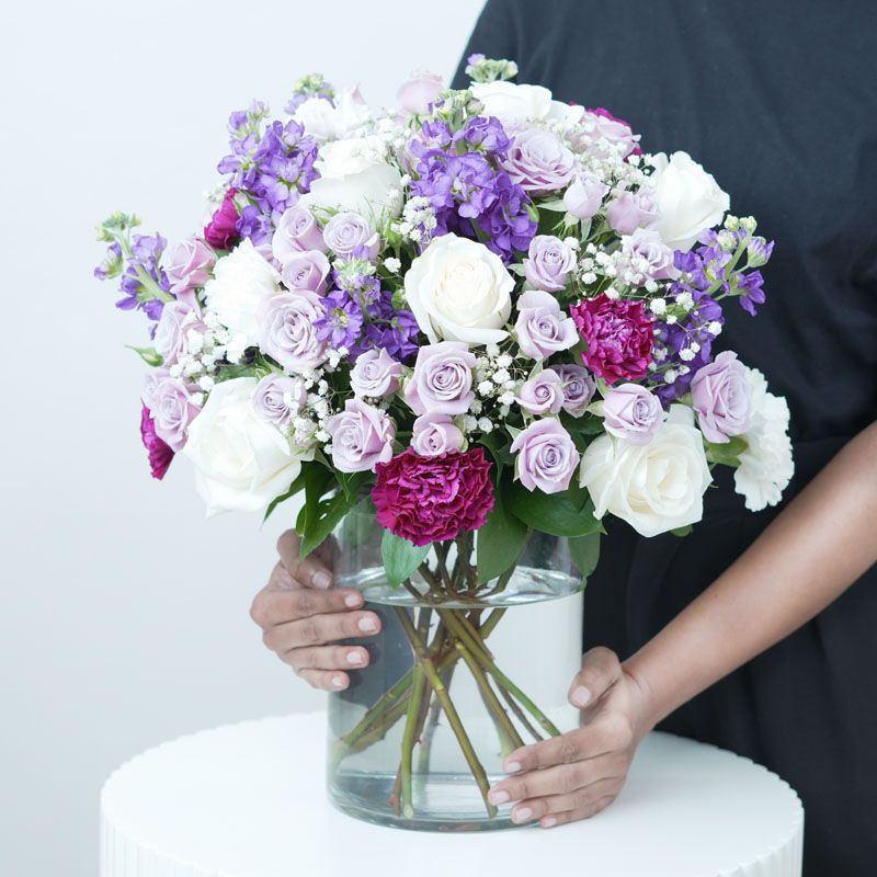 Purple and White Flower Arrangement thumbnail 2