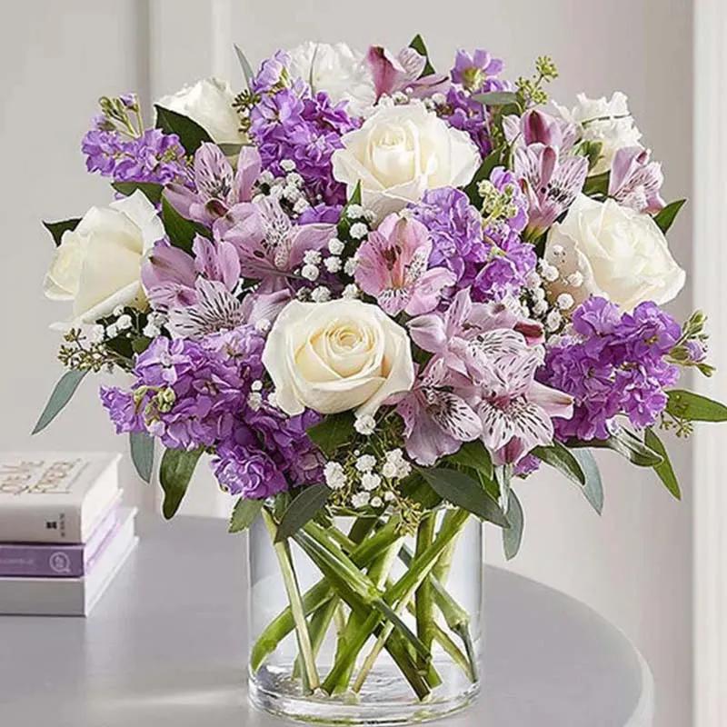 Purple N White Flowers with Personalised Mug thumbnail 2