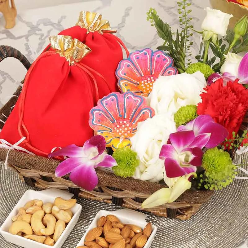 Diwali Nuts Floral Hamper thumbnail 2