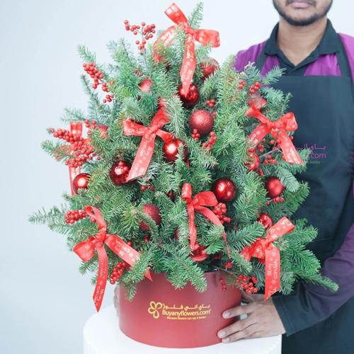 Christmas Tree Shape Arrangement Red - Gifts gift from Buy Any Flowers Dubai in Al Quoz Industrial Area 4, Dubai, UAE - image 2