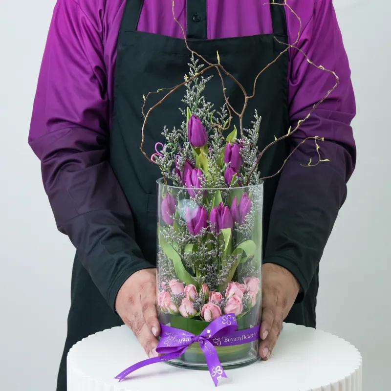 Purple and Pink Elegance Vase - Flowers gift from Buy Any Flowers Dubai in Al Quoz Industrial Area 4, Dubai, UAE - image 3