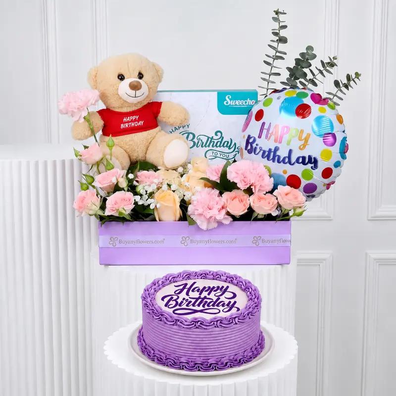 Pastel Birthday Hamper with Cake in Dubai