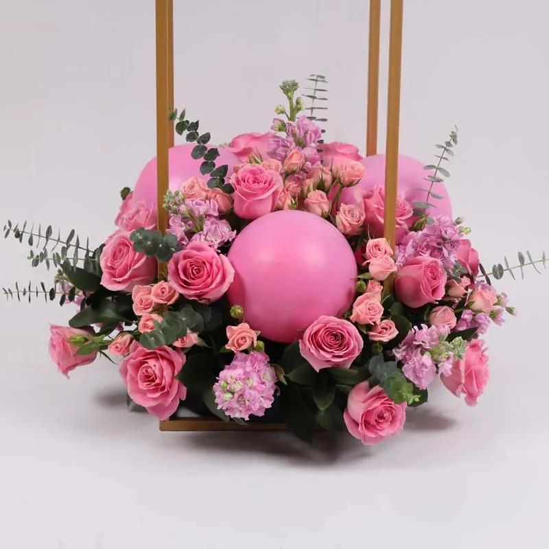Pink Bliss Balloons and Flower Stand Large thumbnail 3