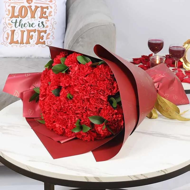Love 51 Red Carnations Bouquet thumbnail 4