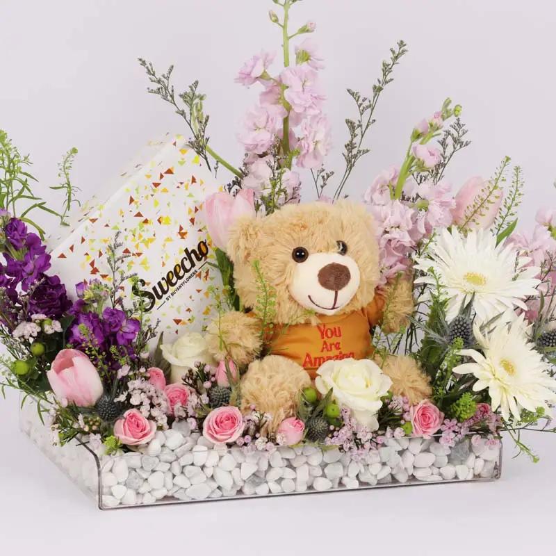 Amazing Flowers Chocolates and Teddy Arrangement thumbnail 2
