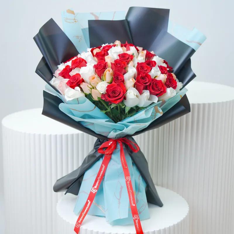 Bold and Beautiful 75 Roses Bouquet - Flowers gift from Buy Any Flowers Dubai in Al Quoz Industrial Area 4, Dubai, UAE
