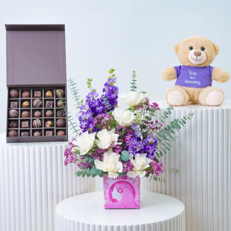 Lavender Grace Glass Vase Trio - Gift Sets gift from Buy Any Flowers Dubai in Al Quoz Industrial Area 4, Dubai, UAE