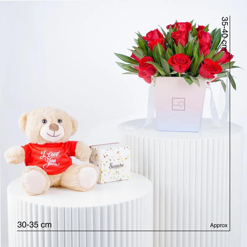 Box Of Love 21 Red Roses Trio - Gift Sets gift from Buy Any Flowers Dubai in Al Quoz Industrial Area 4, Dubai, UAE - image 5