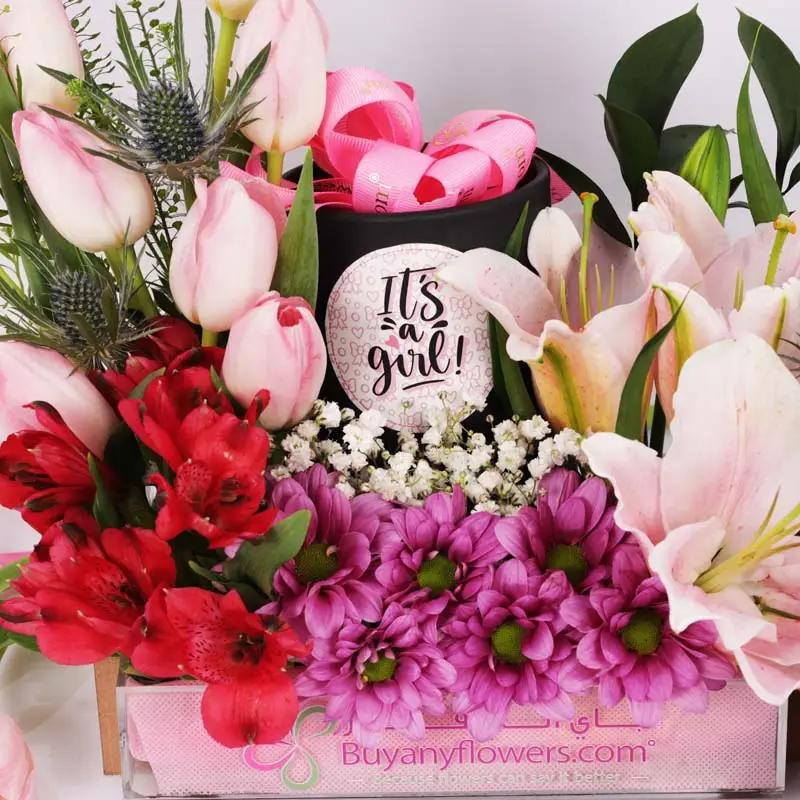 Its a Girl Floral and Chocolate Arrangement - Chocolates gift from Buy Any Flowers Dubai in Al Quoz Industrial Area 4, Dubai, UAE - image 3
