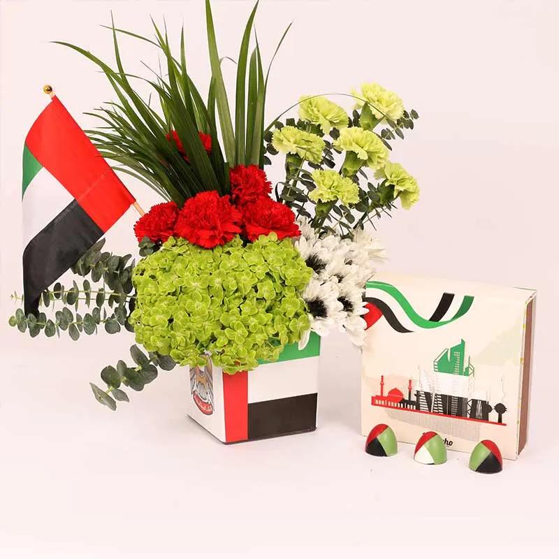 UAE is My Pride Flower Arrangement and Sweecho Chocolates - Chocolates gift from Buy Any Flowers Dubai in Al Quoz Industrial Area 4, Dubai, UAE