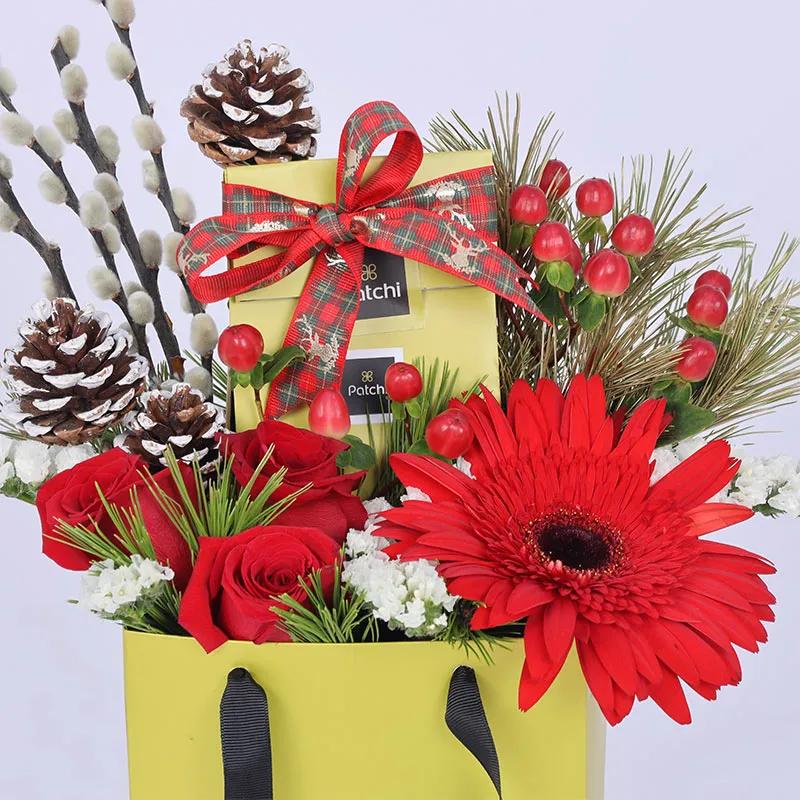 Holiday Wishes Flower Patchi Arrangement thumbnail 3