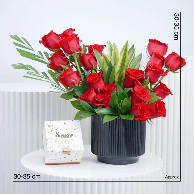 Royal 21 Red Roses Arrangement with Chocolates - Gift Sets gift from Buy Any Flowers Dubai in Al Quoz Industrial Area 4, Dubai, UAE - image 3