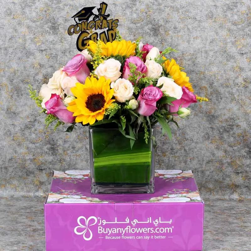 Congrats Grad Flower Vase - Flowers gift from Buy Any Flowers Dubai in Al Quoz Industrial Area 4, Dubai, UAE - image 4