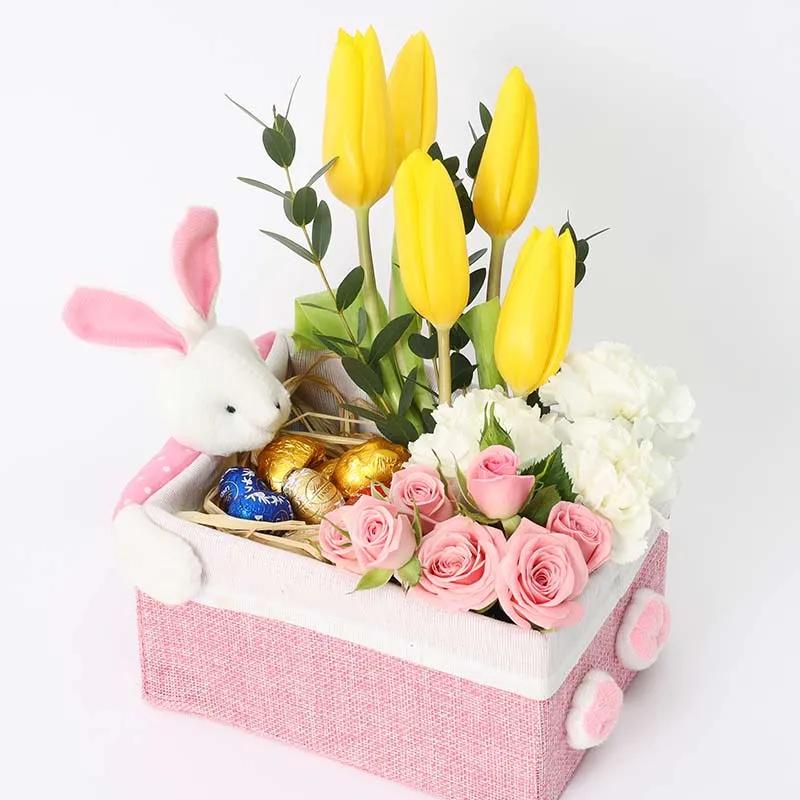 Chocolate Floral Bunny Box Pink thumbnail 2