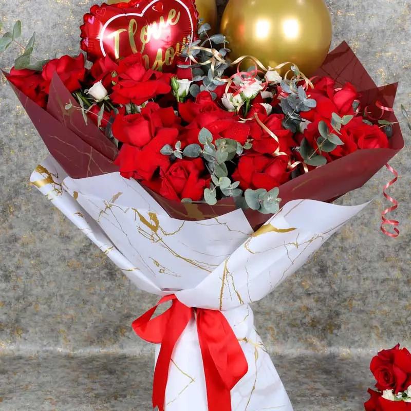 Love Red Roses and Balloons Bouquet thumbnail 2