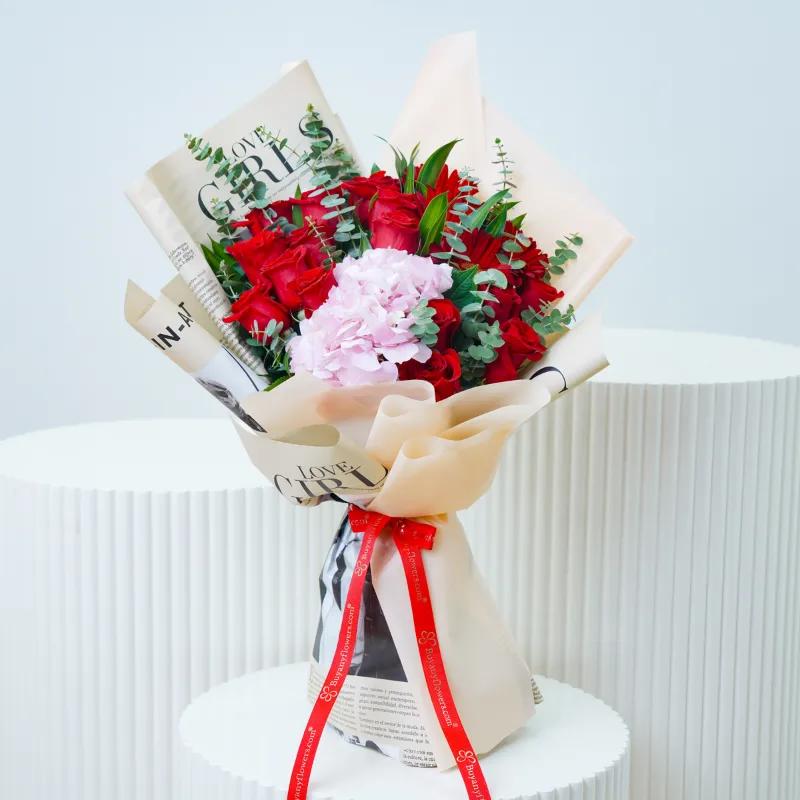 Expression of Red Flower Bouquet - Gift Sets gift from Buy Any Flowers Dubai in Al Quoz Industrial Area 4, Dubai, UAE