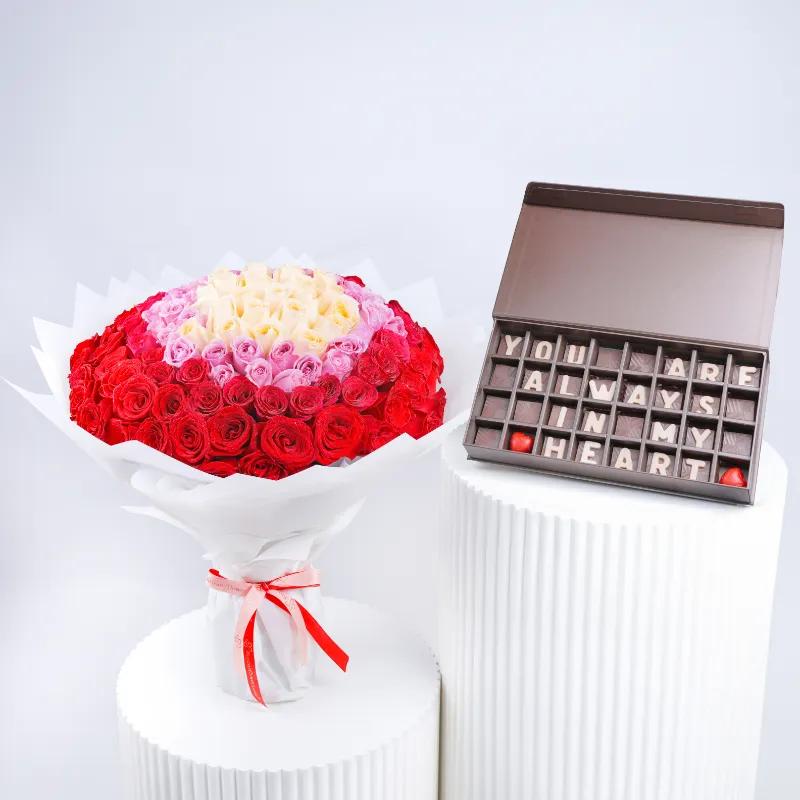 Garden of Love 151 Roses Bouquet and Chocolates - Gift Sets gift from Buy Any Flowers Dubai in Al Quoz Industrial Area 4, Dubai, UAE