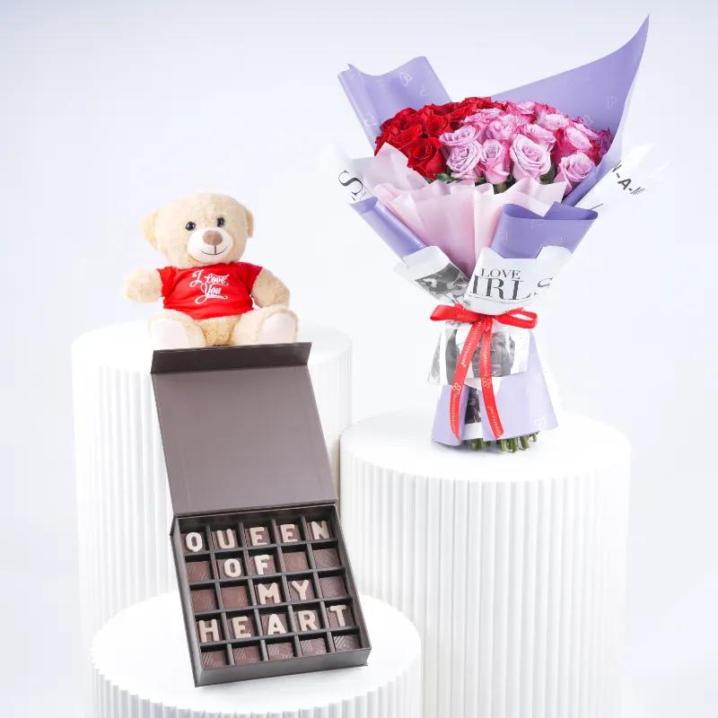 My Queen 51 Roses Bouquet Trio - Gift Sets gift from Buy Any Flowers Dubai in Al Quoz Industrial Area 4, Dubai, UAE