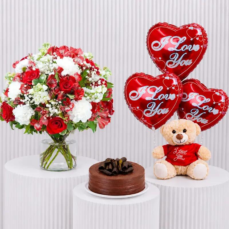 Red and White Gift Bundle - Gift Sets gift from Buy Any Flowers Dubai in Al Quoz Industrial Area 4, Dubai, UAE